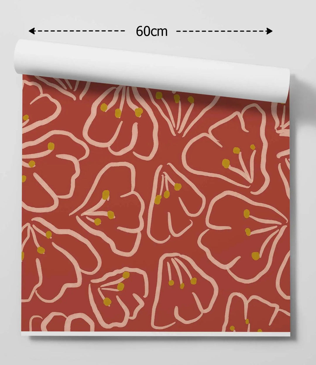 Petal Drop in Autumn - Red Floral Peel and Stick Removable Wallpaper - I Heart Wall Art