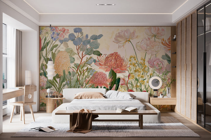 Petals Afloat- Floral Peel and Stick Premium Wallpaper Mural