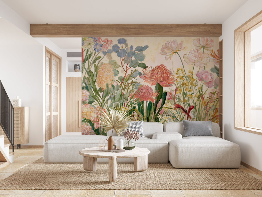 Petals Afloat- Floral Peel and Stick Premium Wallpaper Mural