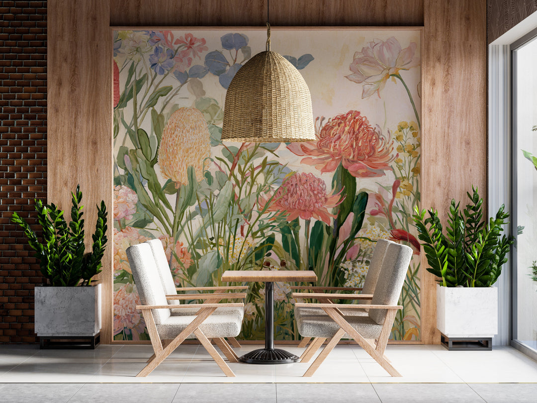 Petals Afloat- Floral Peel and Stick Premium Wallpaper Mural