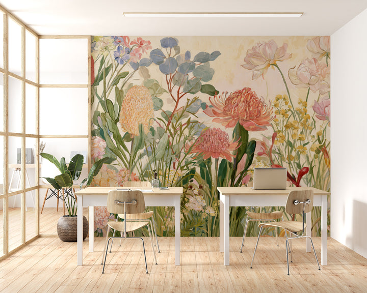 Petals Afloat- Floral Peel and Stick Premium Wallpaper Mural