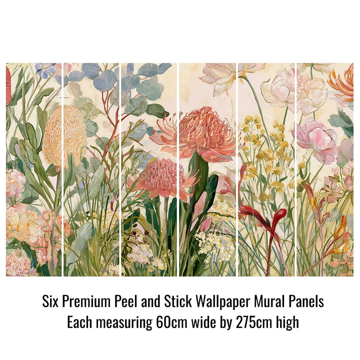 Petals Afloat- Floral Peel and Stick Premium Wallpaper Mural