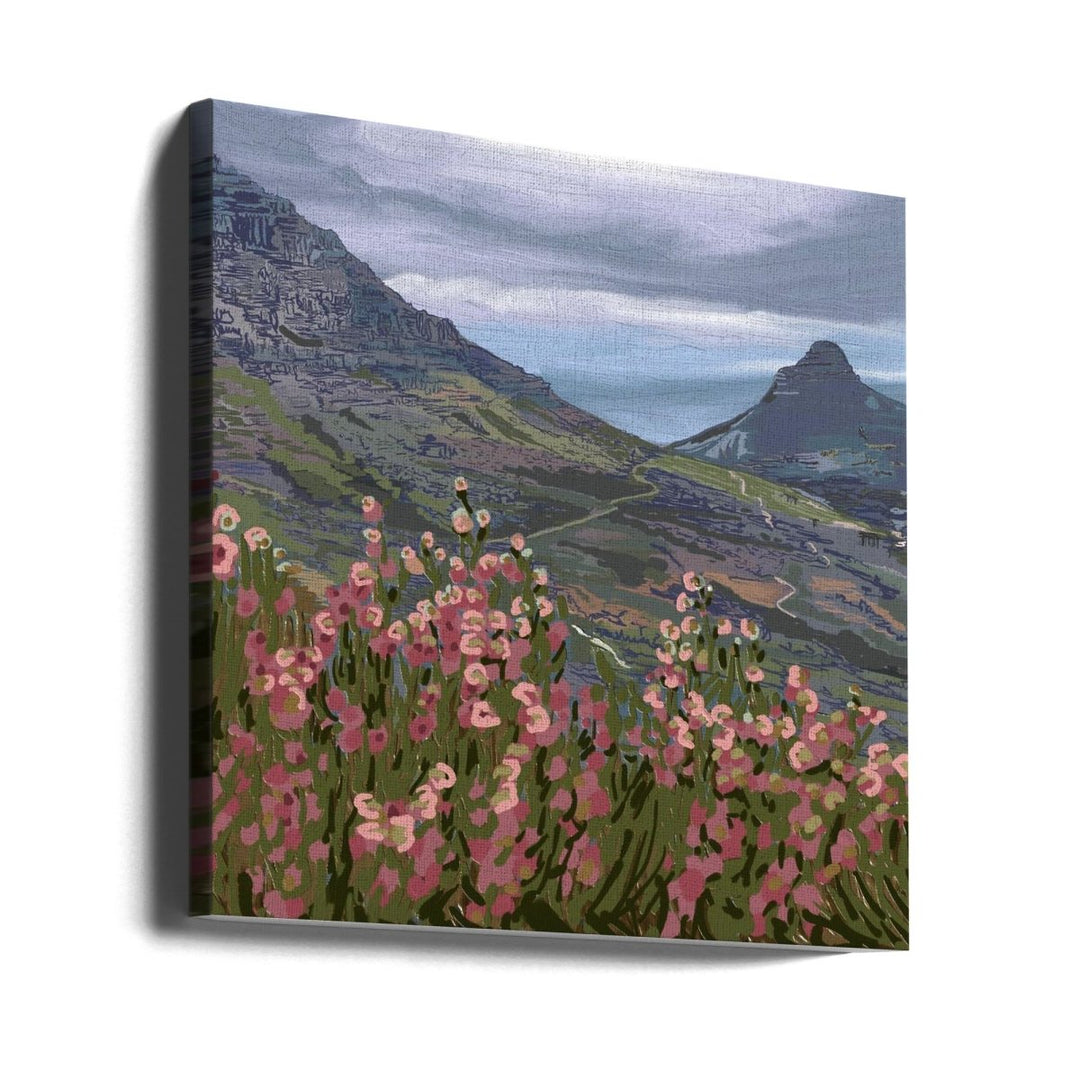 Petals and Peaks, Cape Town, South Africa, 2024 - Square Stretched Canvas, Poster or Fine Art Print - I Heart Wall Art - Poster Print, Canvas Print or Framed Art Print