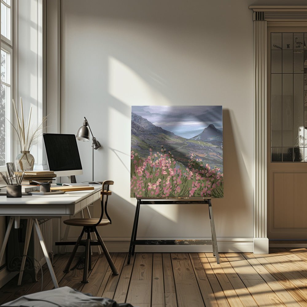 Petals and Peaks, Cape Town, South Africa, 2024 - Square Stretched Canvas, Poster or Fine Art Print - I Heart Wall Art - Poster Print, Canvas Print or Framed Art Print
