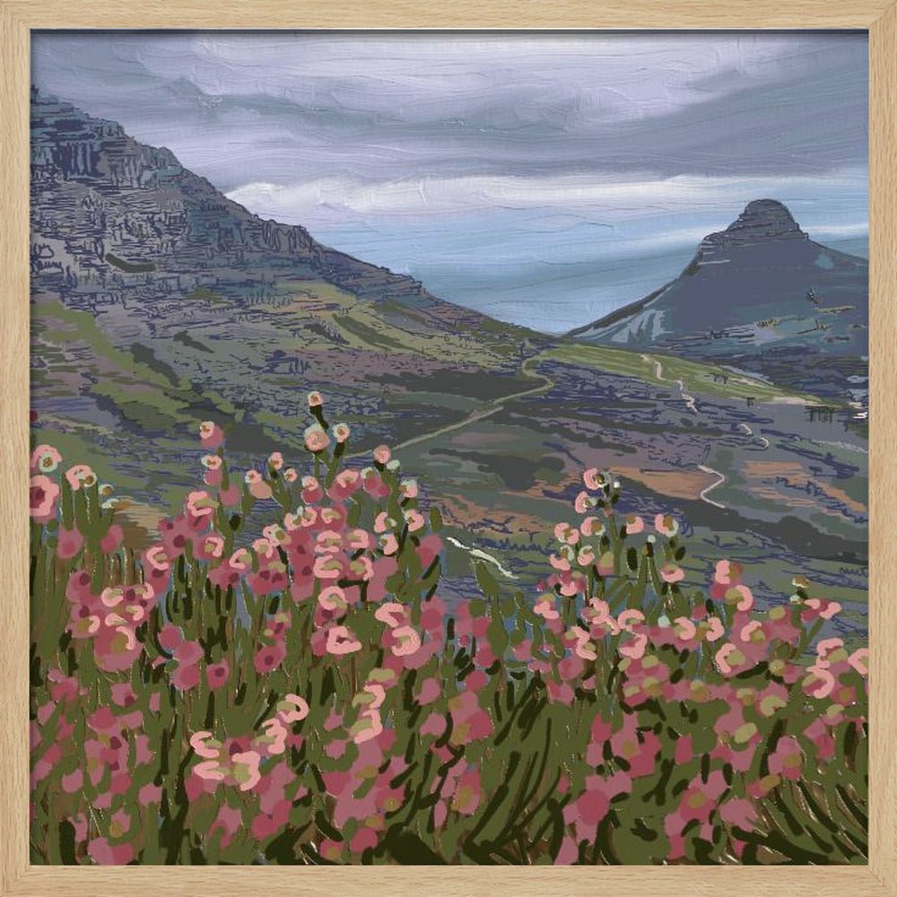 Petals and Peaks, Cape Town, South Africa, 2024 - Square Stretched Canvas, Poster or Fine Art Print - I Heart Wall Art - Poster Print, Canvas Print or Framed Art Print