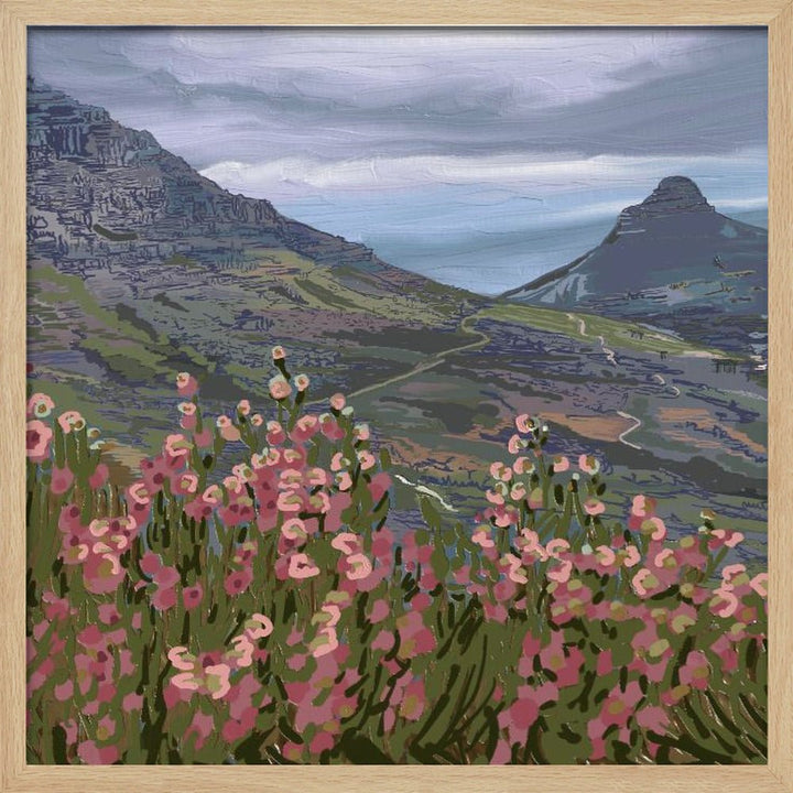 Petals and Peaks, Cape Town, South Africa, 2024 - Square Stretched Canvas, Poster or Fine Art Print - I Heart Wall Art - Poster Print, Canvas Print or Framed Art Print