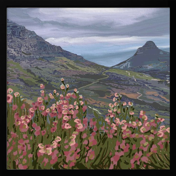 Petals and Peaks, Cape Town, South Africa, 2024 - Square Stretched Canvas, Poster or Fine Art Print - I Heart Wall Art - Poster Print, Canvas Print or Framed Art Print