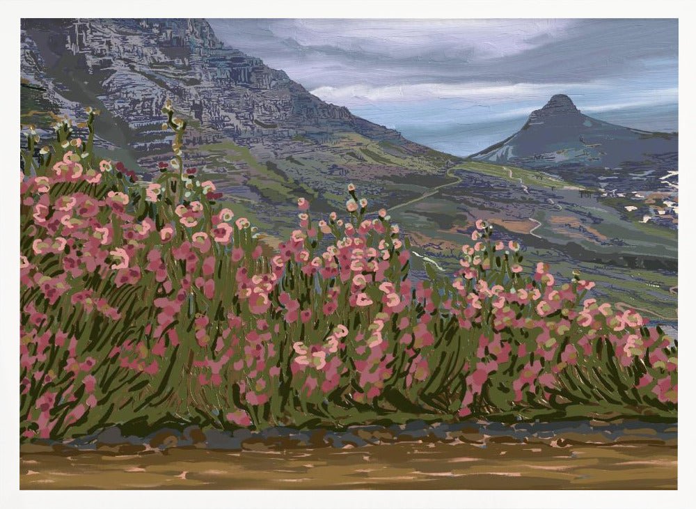 Petals and Peaks, Cape Town, South Africa, 2024 - Stretched Canvas, Poster or Fine Art Print - I Heart Wall Art - Poster Print, Canvas Print or Framed Art Print