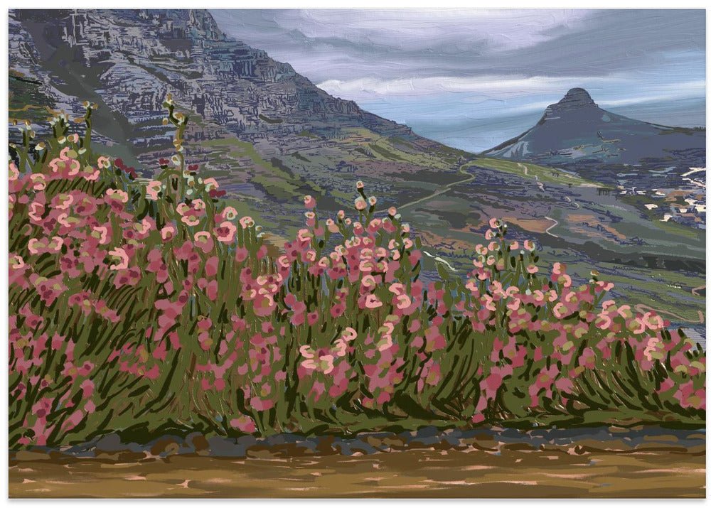 Petals and Peaks, Cape Town, South Africa, 2024 - Stretched Canvas, Poster or Fine Art Print - I Heart Wall Art - Poster Print, Canvas Print or Framed Art Print
