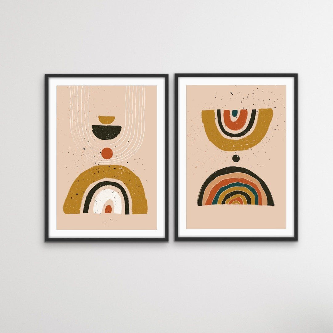 Philosophy - Two Piece Abstract Boho Geometric Minimalist Print Set Diptych - I Heart Wall Art