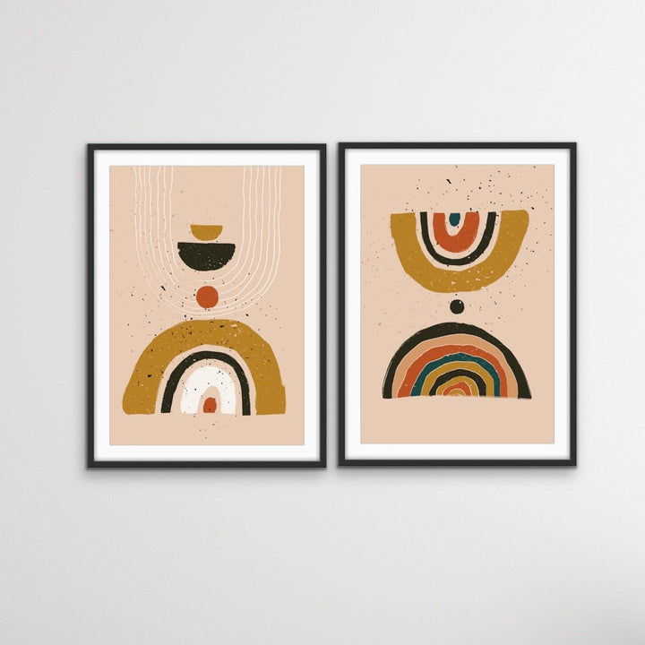 Philosophy - Two Piece Abstract Boho Geometric Minimalist Print Set Diptych - I Heart Wall Art