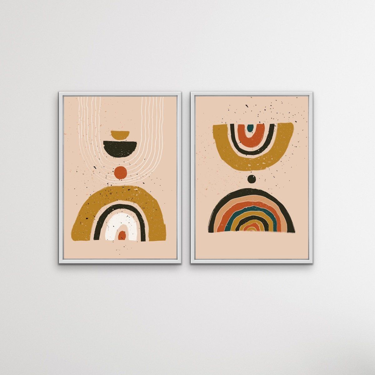 Philosophy - Two Piece Abstract Boho Geometric Minimalist Print Set Diptych - I Heart Wall Art