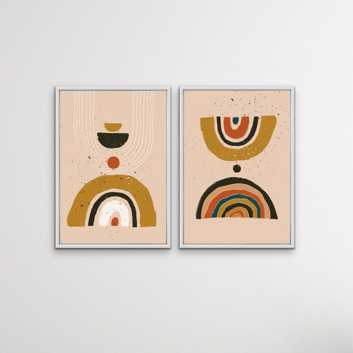 Philosophy - Two Piece Abstract Boho Geometric Minimalist Print Set Diptych - I Heart Wall Art