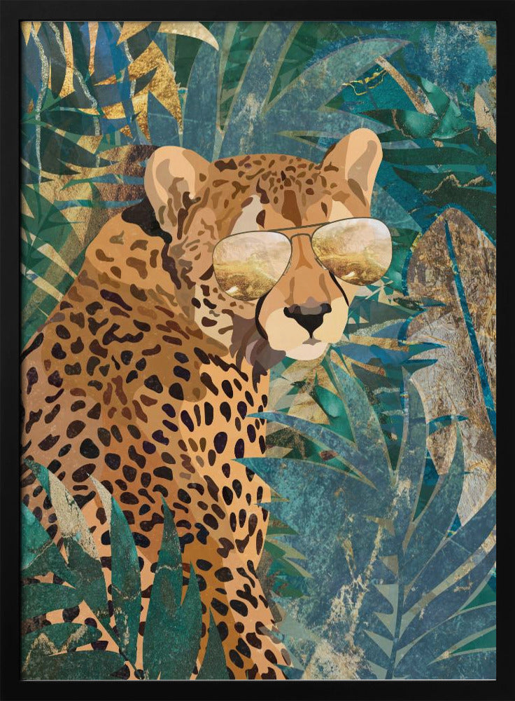 Rockstar cheetah in the jungle - Stretched Canvas, Poster or Fine Art Print I Heart Wall Art