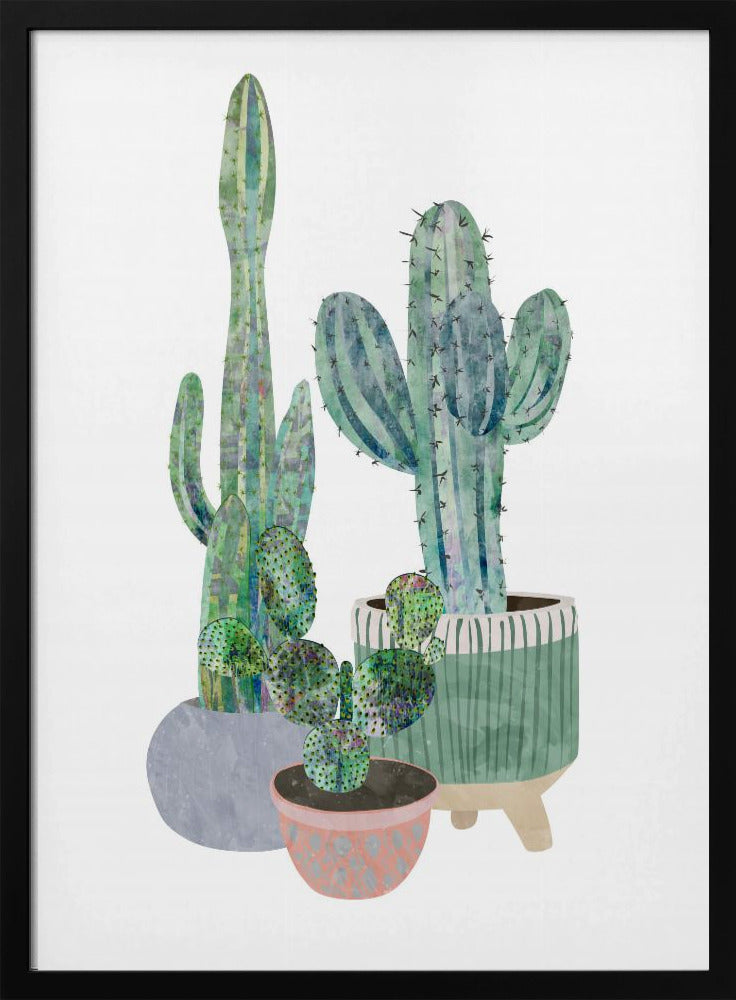Scandi Japandi Cactus trio - Stretched Canvas, Poster or Fine Art Print I Heart Wall Art