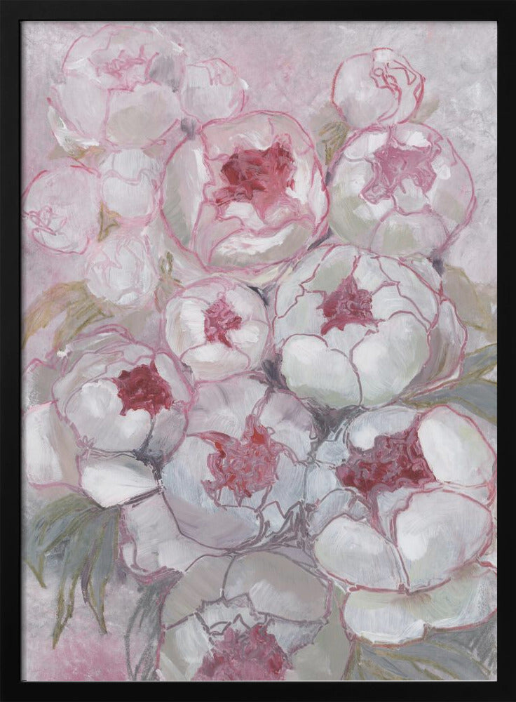 Nuria bouquet of peonies in pink - Stretched Canvas, Poster or Fine Art Print I Heart Wall Art