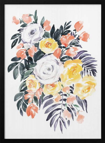 Harriet bouquet in coral - Stretched Canvas, Poster or Fine Art Print I Heart Wall Art