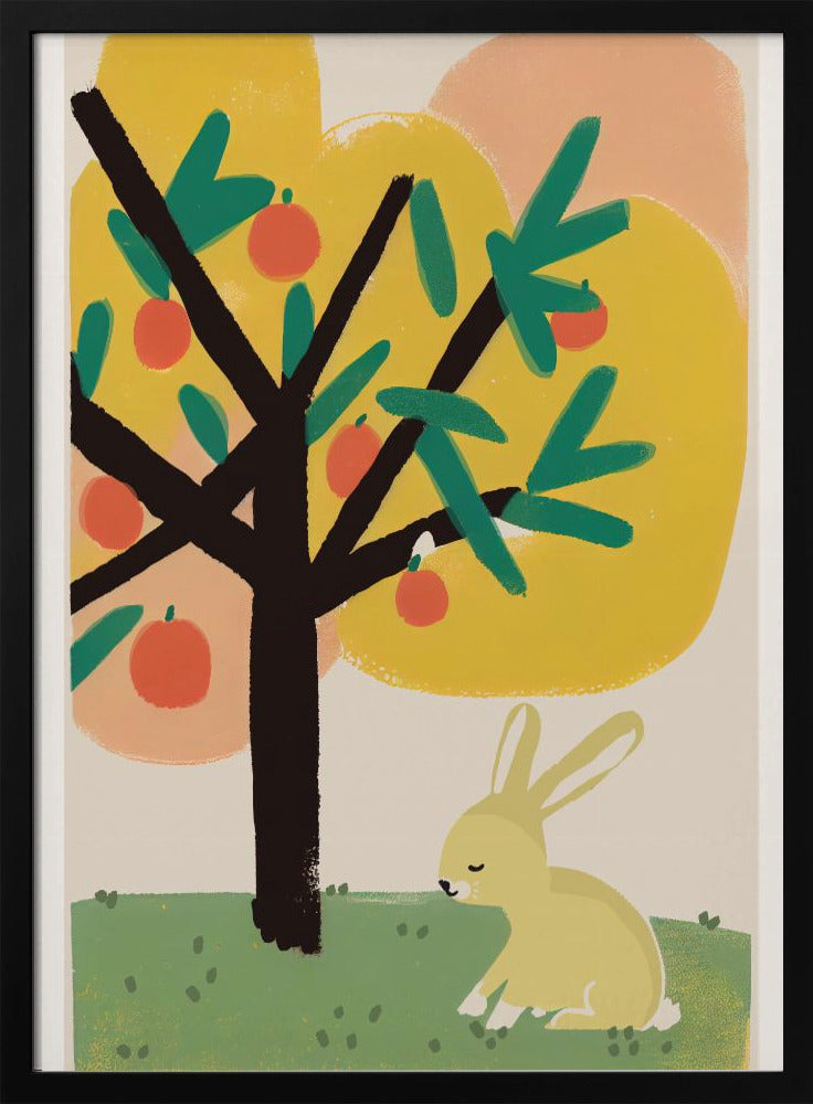 Bunny Under Apple Tree - Stretched Canvas, Poster or Fine Art Print I Heart Wall Art