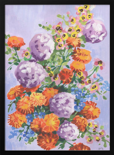 Marigold And Hydrangea - Stretched Canvas, Poster or Fine Art Print I Heart Wall Art