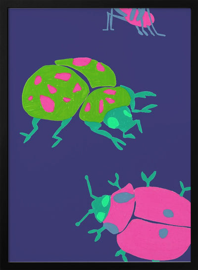 Midnight Ladybugs - Stretched Canvas, Poster or Fine Art Print I Heart Wall Art