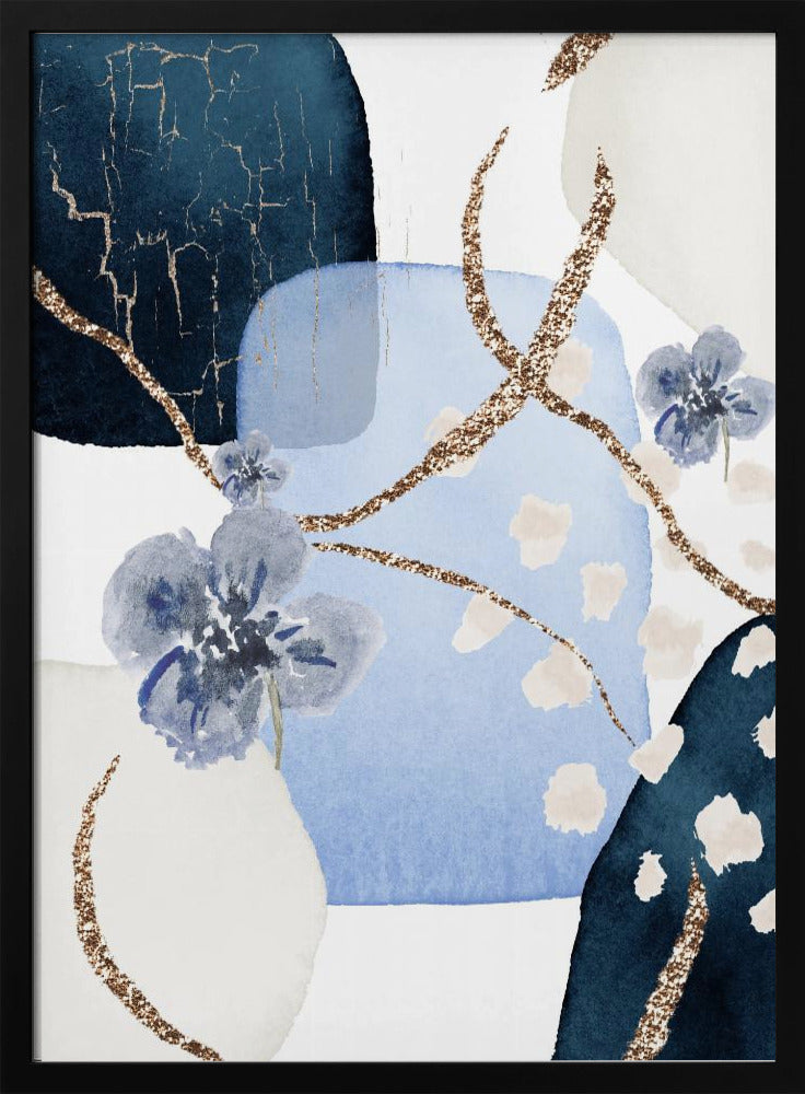 Floral Blue-2 - Stretched Canvas, Poster or Fine Art Print I Heart Wall Art