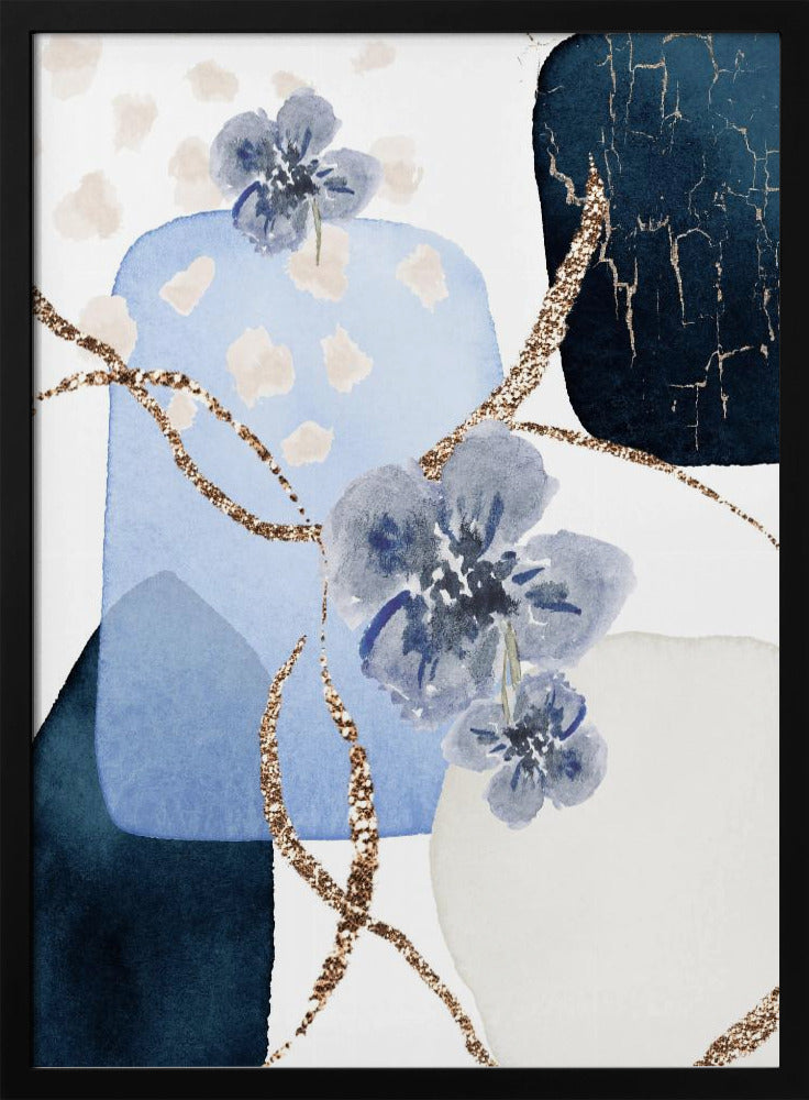 Floral Blue-1 - Stretched Canvas, Poster or Fine Art Print I Heart Wall Art