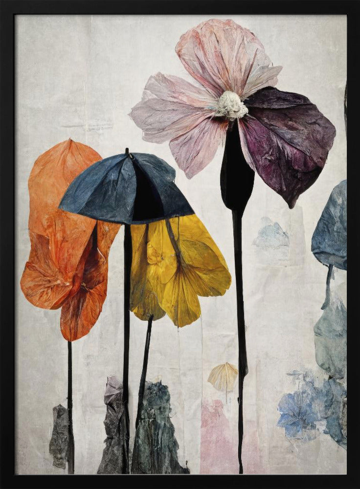 Umbrella Flowers No2 - Stretched Canvas, Poster or Fine Art Print I Heart Wall Art