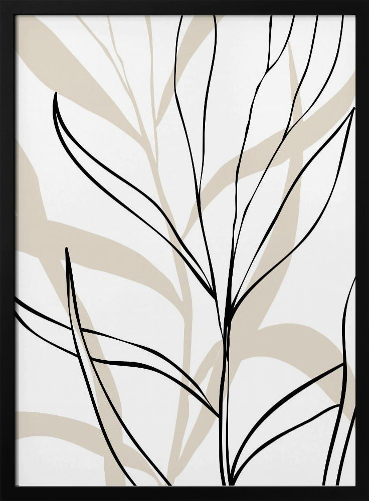 Lively Line Leaves - Stretched Canvas, Poster or Fine Art Print I Heart Wall Art