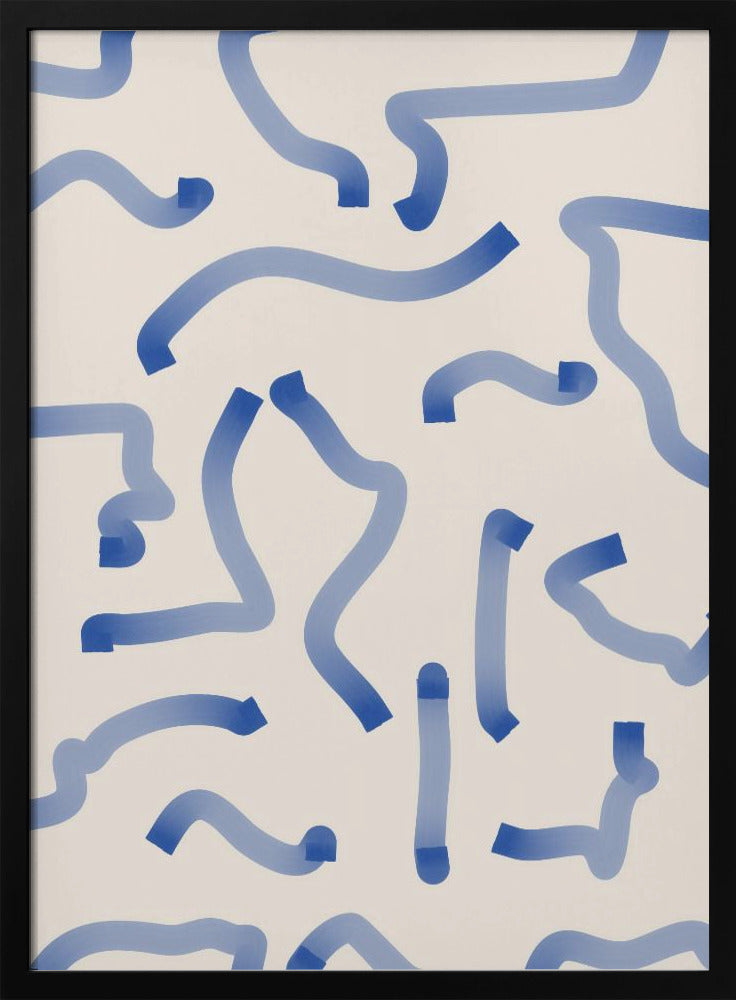 Blue Meandering Paths - Stretched Canvas, Poster or Fine Art Print I Heart Wall Art