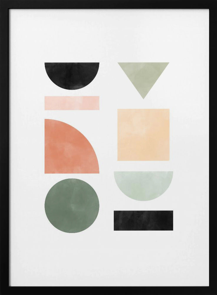 Abstract Geometric With Colorful Shapes - Stretched Canvas, Poster or Fine Art Print I Heart Wall Art