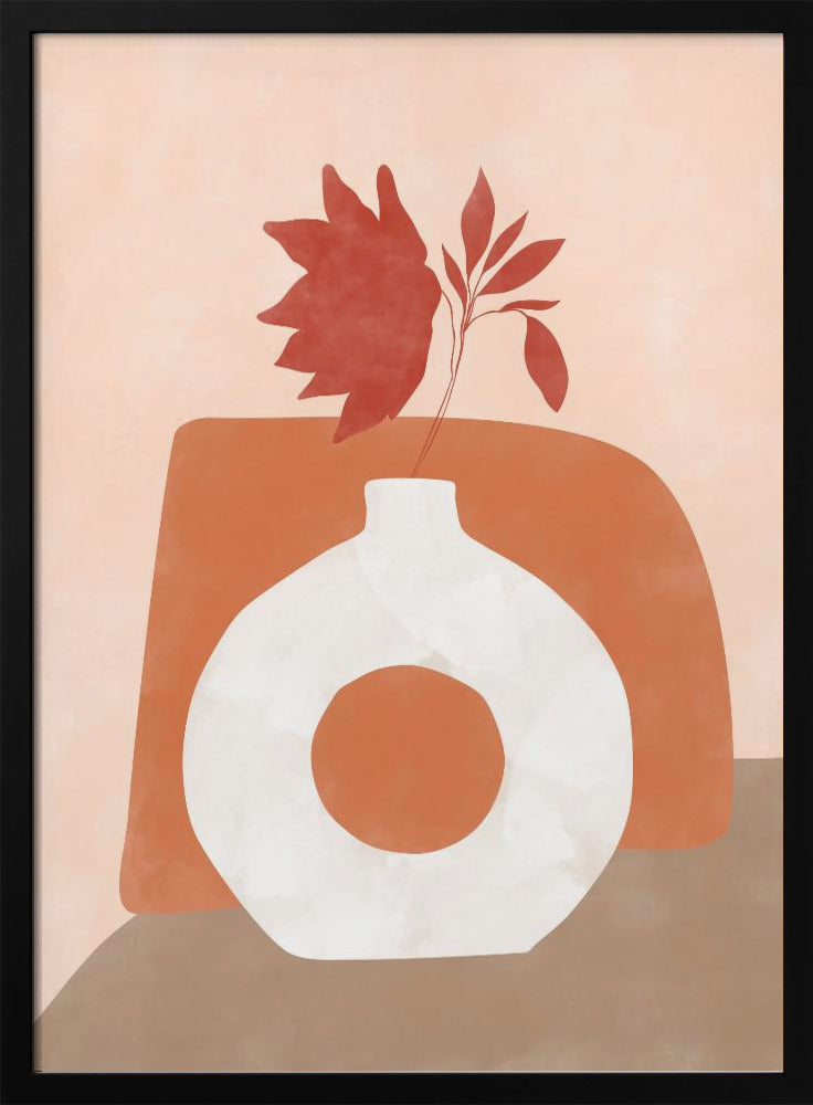 Vase and Leaves - Stretched Canvas, Poster or Fine Art Print I Heart Wall Art