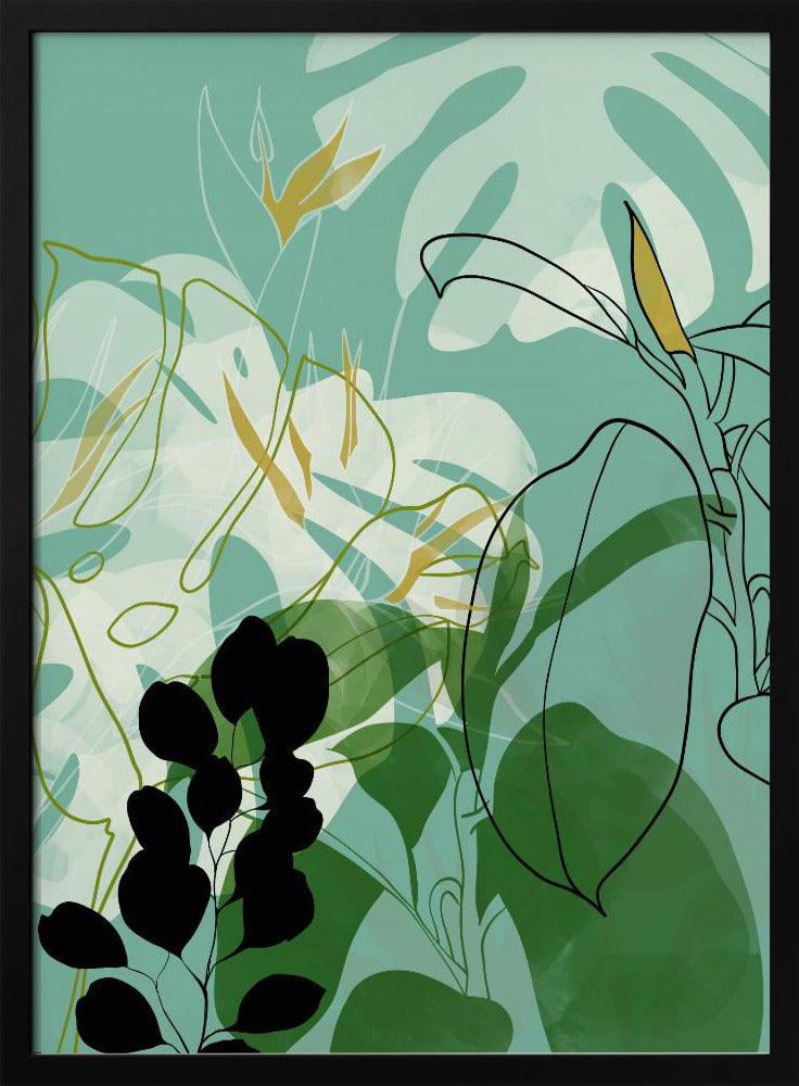 Leaves Line Boho2 - Stretched Canvas, Poster or Fine Art Print I Heart Wall Art