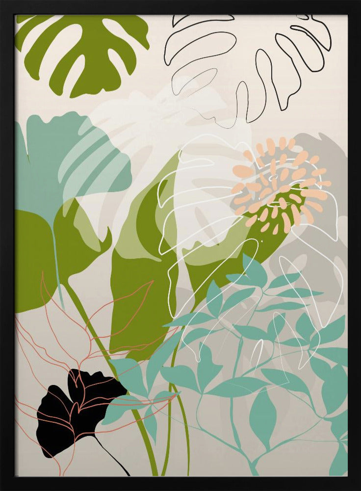 Leaves Line Boho3 Kopie - Stretched Canvas, Poster or Fine Art Print I Heart Wall Art