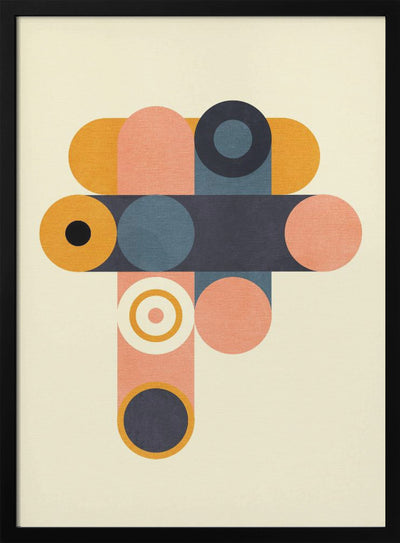 Rainbow Plus Shapes  Blue Mustard8 - Stretched Canvas, Poster or Fine Art Print I Heart Wall Art