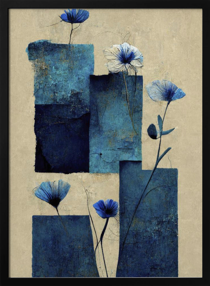 Blocks And Flowers - Stretched Canvas, Poster or Fine Art Print I Heart Wall Art