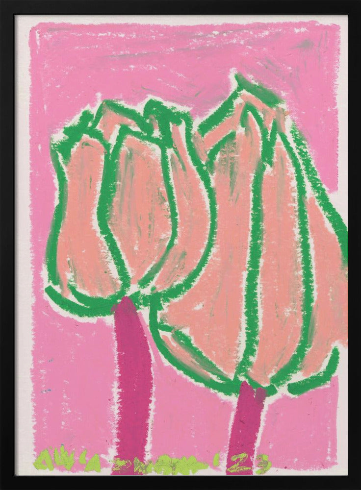 Pink Tulips - Stretched Canvas, Poster or Fine Art Print I Heart Wall Art