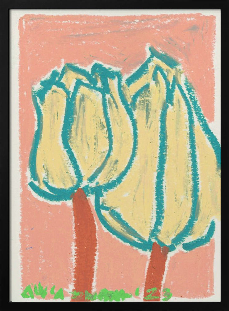 Pink Tulips Peach - Stretched Canvas, Poster or Fine Art Print I Heart Wall Art