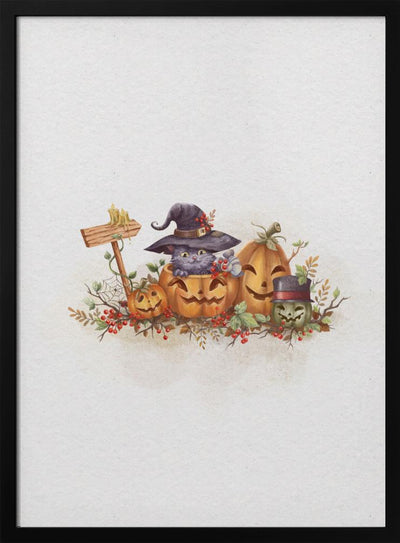 Witch Cat In the Halloween - Stretched Canvas, Poster or Fine Art Print I Heart Wall Art