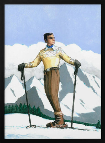 Skier Enjoying the View - Stretched Canvas, Poster or Fine Art Print I Heart Wall Art