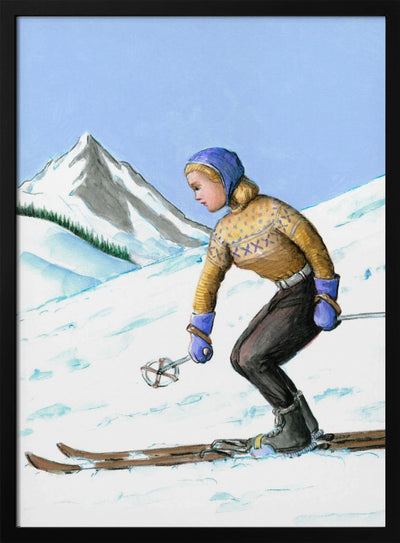 Girl Skiing Downhill - Stretched Canvas, Poster or Fine Art Print I Heart Wall Art