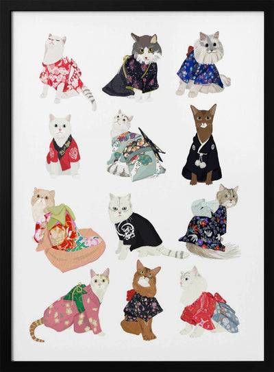 Cat In Kimono - Stretched Canvas, Poster or Fine Art Print I Heart Wall Art