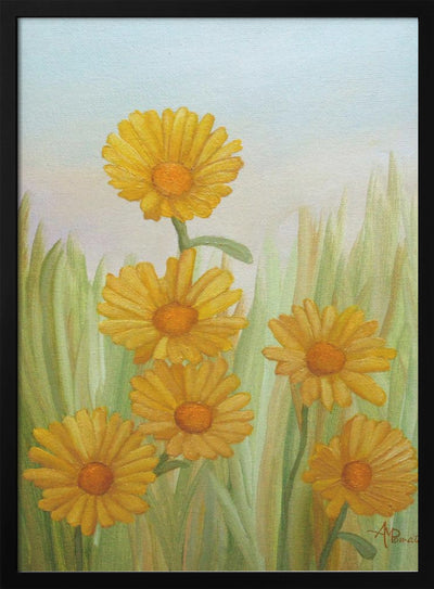 Field of Yellow Daisies - Stretched Canvas, Poster or Fine Art Print I Heart Wall Art