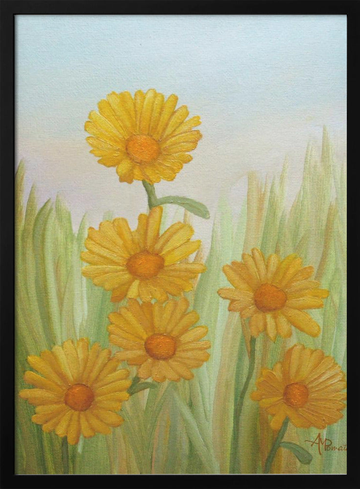 Field of Yellow Daisies - Stretched Canvas, Poster or Fine Art Print I Heart Wall Art