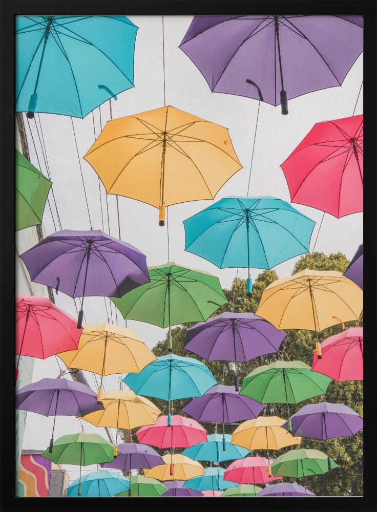 Colorful Umbrellas - Stretched Canvas, Poster or Fine Art Print I Heart Wall Art