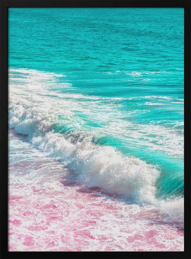 Waves Crashing in Pink and Blue - Stretched Canvas, Poster or Fine Art Print I Heart Wall Art