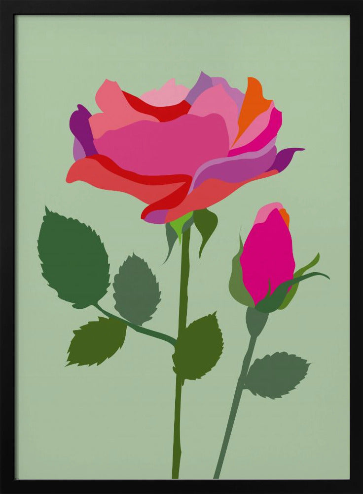 Popart Rose I - Stretched Canvas, Poster or Fine Art Print I Heart Wall Art