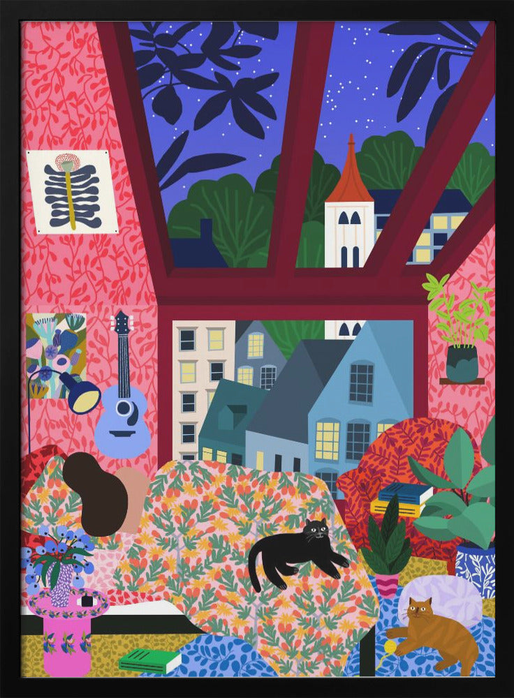 9933x14043 Din Sleeping 142 With a View.png - Stretched Canvas, Poster or Fine Art Print I Heart Wall Art