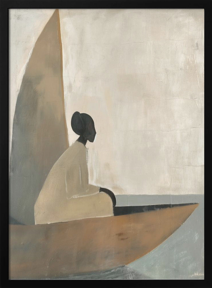 Woman On Boat - Stretched Canvas, Poster or Fine Art Print I Heart Wall Art