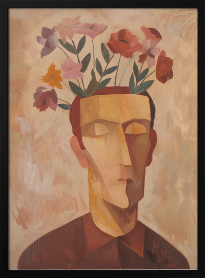 Man With Flowers - Stretched Canvas, Poster or Fine Art Print I Heart Wall Art