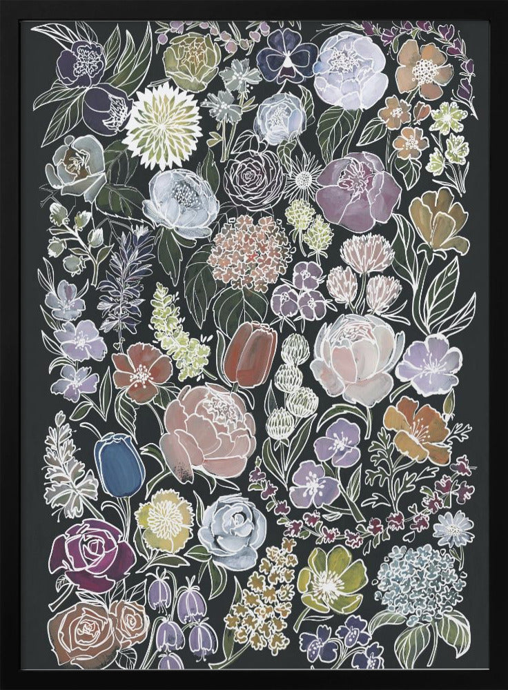 Ragni moody flowers in white - Stretched Canvas, Poster or Fine Art Print I Heart Wall Art